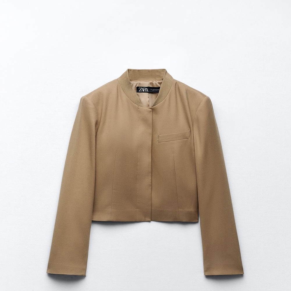 Zara Camel Cropped Blazer